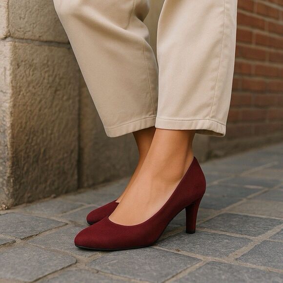 LC Lauren Conrad Blossom Womens Wine Dark Suede 4 Inch Heels Pumps Size 7.5M - Picture 2 of 12